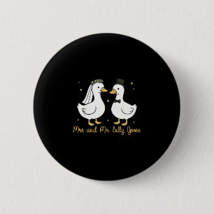 Mrs and mr silly goose wedding party funny  2 inch round button