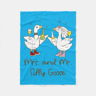Mrs And Mr Silly Goose Wedding Party Funny Fleece Blanket