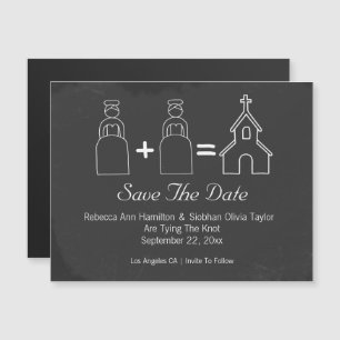 Mrs and Mrs Doodle Church Save The Date Wedding Magnetic Invitation