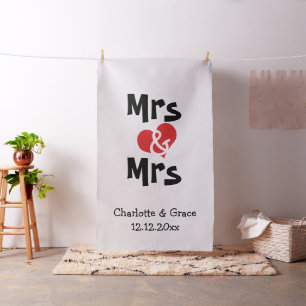 Mrs and Mrs Heart Lesbian Wedding Photo Backdrop