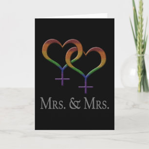 Mrs. and Mrs. Lesbian Pride Rainbow Symbols Card