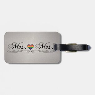 Mrs. and Mrs. Lesbian Pride Typography Design Luggage Tag