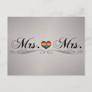 Mrs. and Mrs. Lesbian Pride Typography Design Postcard