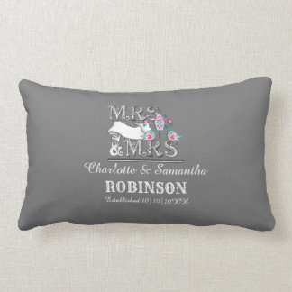 Mrs and Mrs Personalized Lesbian Wedding Gift Lumbar Pillow