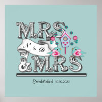 Mrs and Mrs Personalized Lesbian Wedding Gift