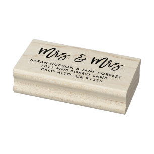 Mrs and Mrs return address stamp, Christmas Cards Rubber Stamp