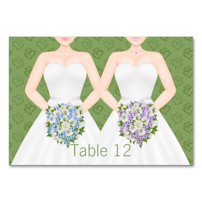 Mrs and Mrs Two Brides Lesbian Wedding Table Number (Front)