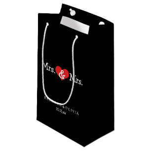 Mrs and Mrs Two Brides Wedding Customizable Small Gift Bag