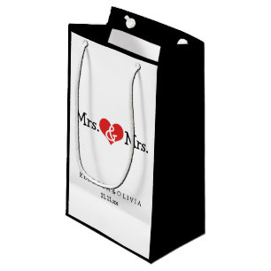 Mrs and Mrs Two Brides Wedding Customizable Small Gift Bag