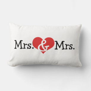 Mrs and Mrs Two Brides Wedding Gift Lumbar Pillow