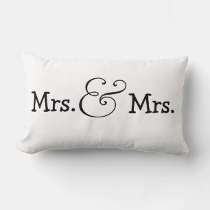 Mrs and Mrs Two Brides Wedding Gift Lumbar Pillow