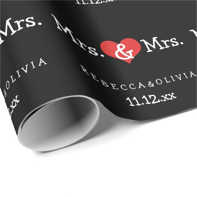 Mrs and Mrs Two Brides Wedding Wrapping Paper (Roll Corner)