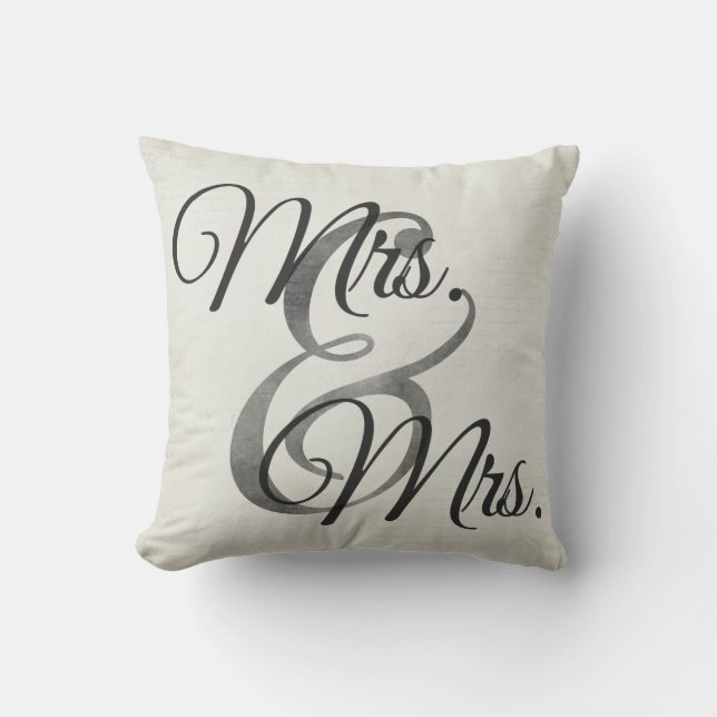 Mrs and Mrs White lesbian Wedding Personalized Throw Pillow (Front)