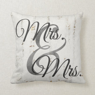Mrs and Mrs Wood lesbian Wedding Personalized Throw Pillow