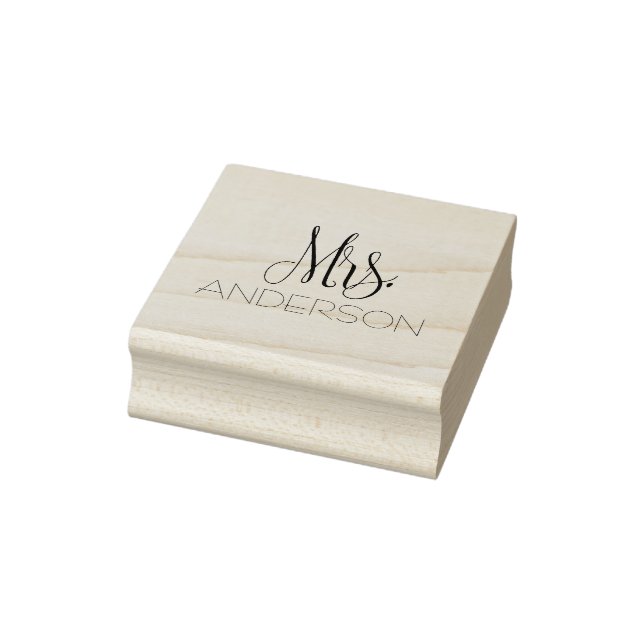 Mrs. Anderson Black Script Typography Add Name Rubber Stamp (Stamp)