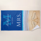 Mrs. Beach Wedding Hearts in Sand Family Monogram 