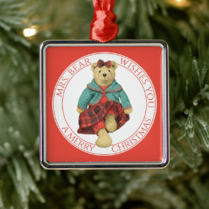 MRS. BEAR Premium Square Ornament + Text
