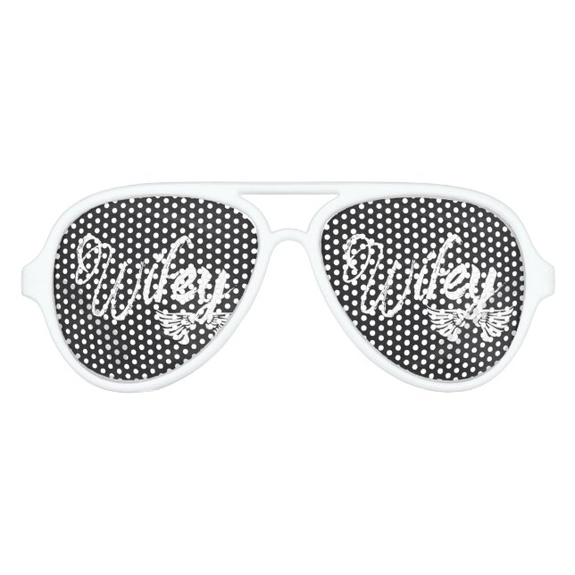 Mrs Biker honeymoon chalkboard wifey Aviator Sunglasses (Front)