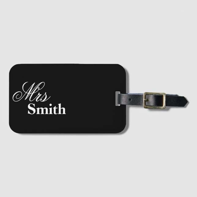 Mrs black luggage tag (Front Horizontal)