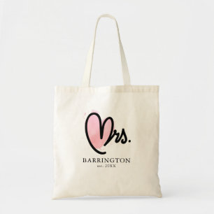Mrs. Black Modern Custom Wedding Newlywed Tote Ba