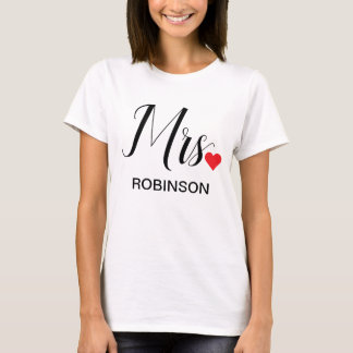 Mrs Black Modern Script Custom Wedding Monogram  T-Shirt