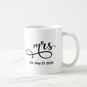 Mrs Black Modern Script Custom Wedding Newlywed Coffee Mug