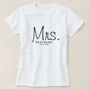 Mrs Black Modern Script Custom Wedding Newlywed T-Shirt