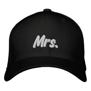 Mrs. black white cute modern chic embroidered hat
