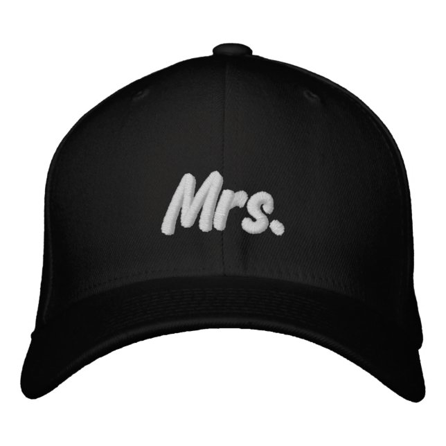 Mrs. black white cute modern chic embroidered hat (Front)