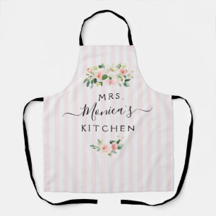 MRS.   blush floral personalized Apron