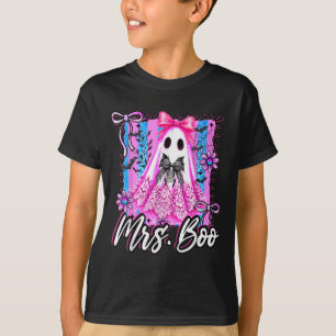 Mrs Boo Boujee Coquette Bow Retro Halloween Costum T-Shirt