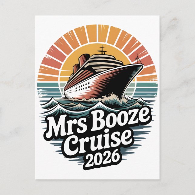 Mrs Booze Cruise 2026 Matching Couples  Announcement Postcard (Front)