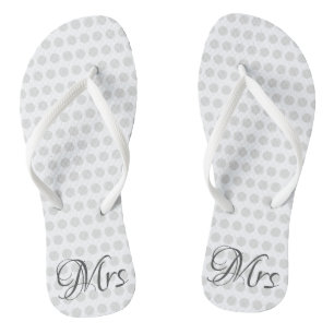 Mrs Bridal Elegant Wedding Day Womens White Flip Flops