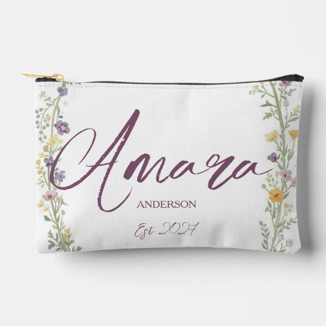 Mrs Bride Elegant Newlywed Personalized Accessory Pouch (Front)