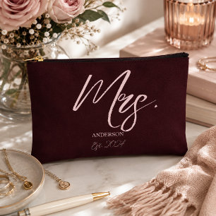 Mrs Bride Elegant Newlywed Personalized Accessory Pouch