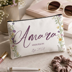 Mrs Bride Elegant Newlywed Personalized Accessory Pouch