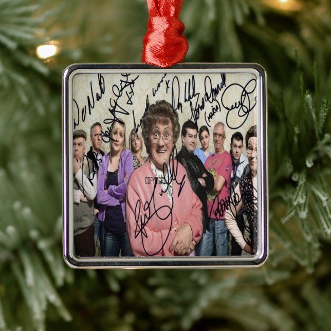 mrs browns boys signed metal ornament (Tree)
