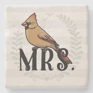 Mrs. Cardinal Mr and Mrs His and Hers Stone Coaster