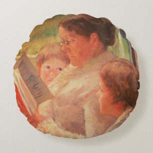 Mrs Cassatt Reading to her Grandchildren, 1888 Round Pillow