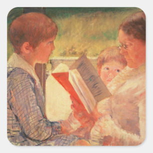 Mrs Cassatt Reading to her Grandchildren, 1888 Square Sticker