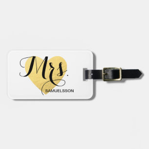 Mrs. chic travel Luggage Tag   gold heart