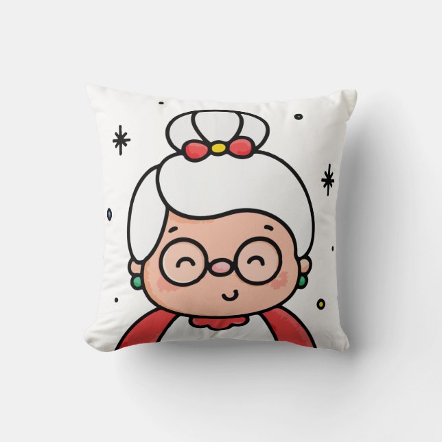 Mrs. Claus Baby Bodysuit Throw Pillow (Front)