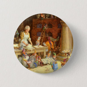 Mrs. Claus Bakes Cookies with Santa's Elves! 2 Inch Round Button