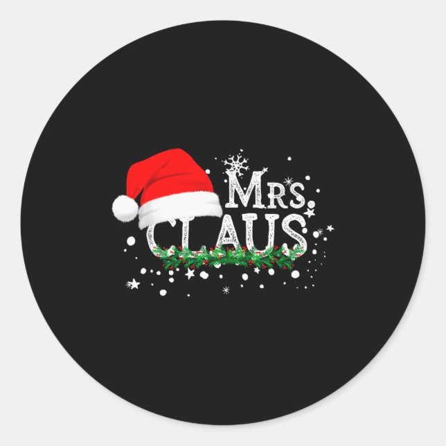 Mrs Claus Christmas Couples Matching Her Xmas Paja Classic Round Sticker (Front)