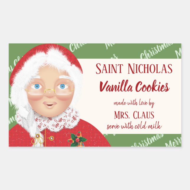 Mrs Claus Christmas Holiday Gift Sticker (Front)
