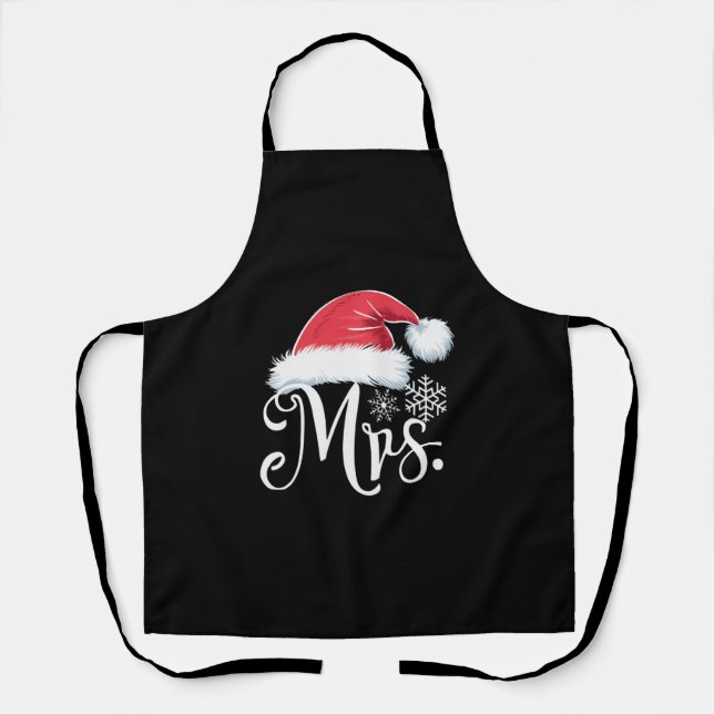 Mrs Claus Couples Matching Christmas Pyjamas Santa Apron (Front)
