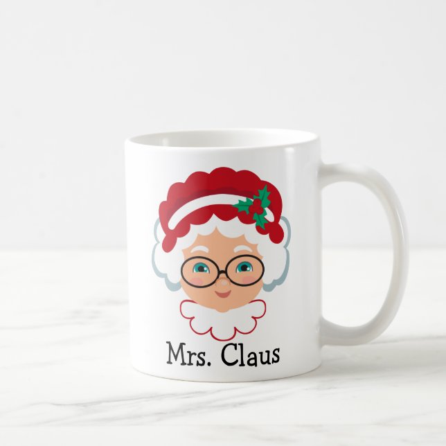 Mrs. Claus Face Personalized Holiday Coffee Mug (Right)