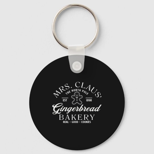 Mrs Claus Gingerbread Bakery Christmas Women  Keychain (Front)