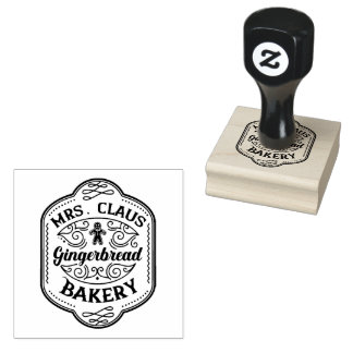 Mrs. Claus Gingerbread Bakery Rubber Stamp
