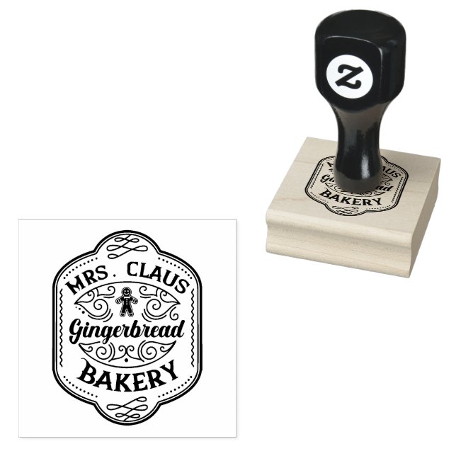 Mrs. Claus Gingerbread Bakery Rubber Stamp (Stamped)